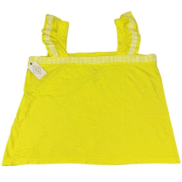 NWT ST.JOHN'S BAY Women's Square Neck Embroidered Ruffle Top Sz XXL Petite Lemon - Picture 6 of 7